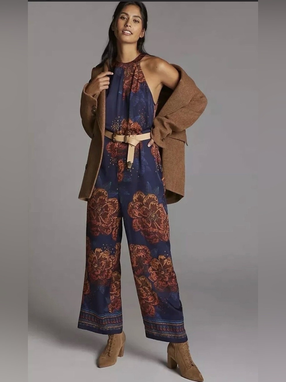 Farm Rio Floral Halter Boho Jumpsuit